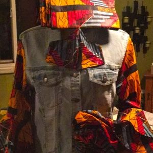 3 piece African print denim jacket